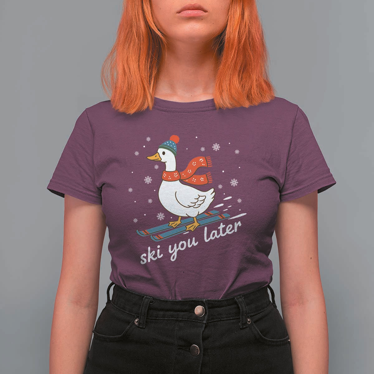 Funny Skiing Goose T Shirt For Women Ski You Later Winter Vacation Sport - Wonder Print Shop