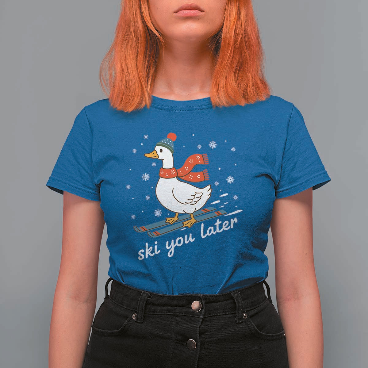 Funny Skiing Goose T Shirt For Women Ski You Later Winter Vacation Sport - Wonder Print Shop