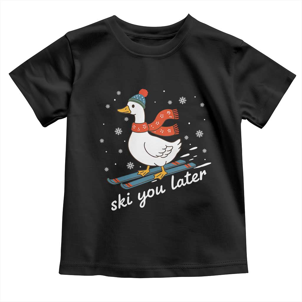 Funny Skiing Goose Toddler T Shirt Ski You Later Winter Vacation Sport - Wonder Print Shop