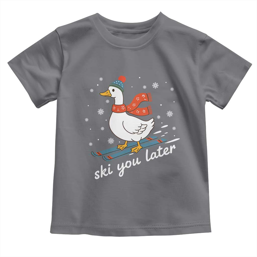 Funny Skiing Goose Toddler T Shirt Ski You Later Winter Vacation Sport - Wonder Print Shop