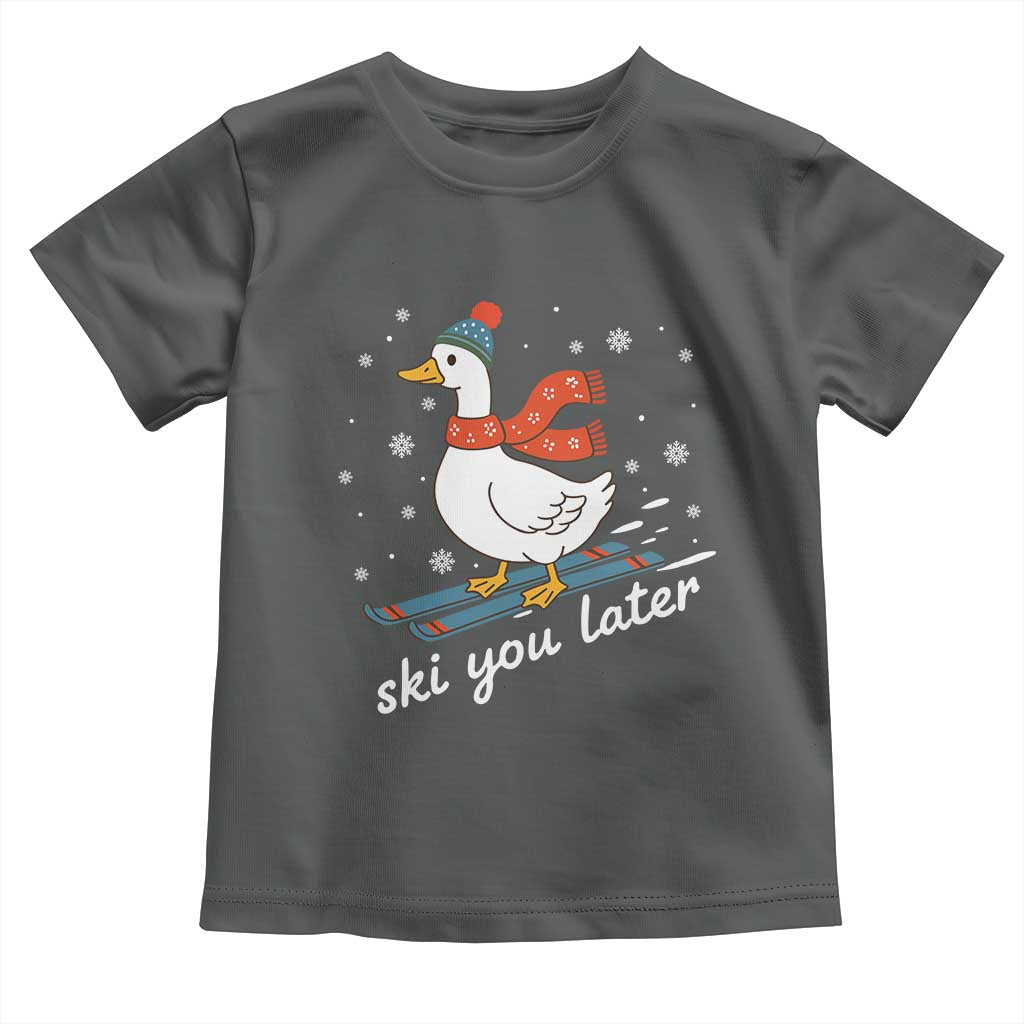 Funny Skiing Goose Toddler T Shirt Ski You Later Winter Vacation Sport - Wonder Print Shop