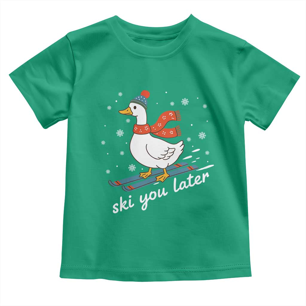 Funny Skiing Goose Toddler T Shirt Ski You Later Winter Vacation Sport - Wonder Print Shop