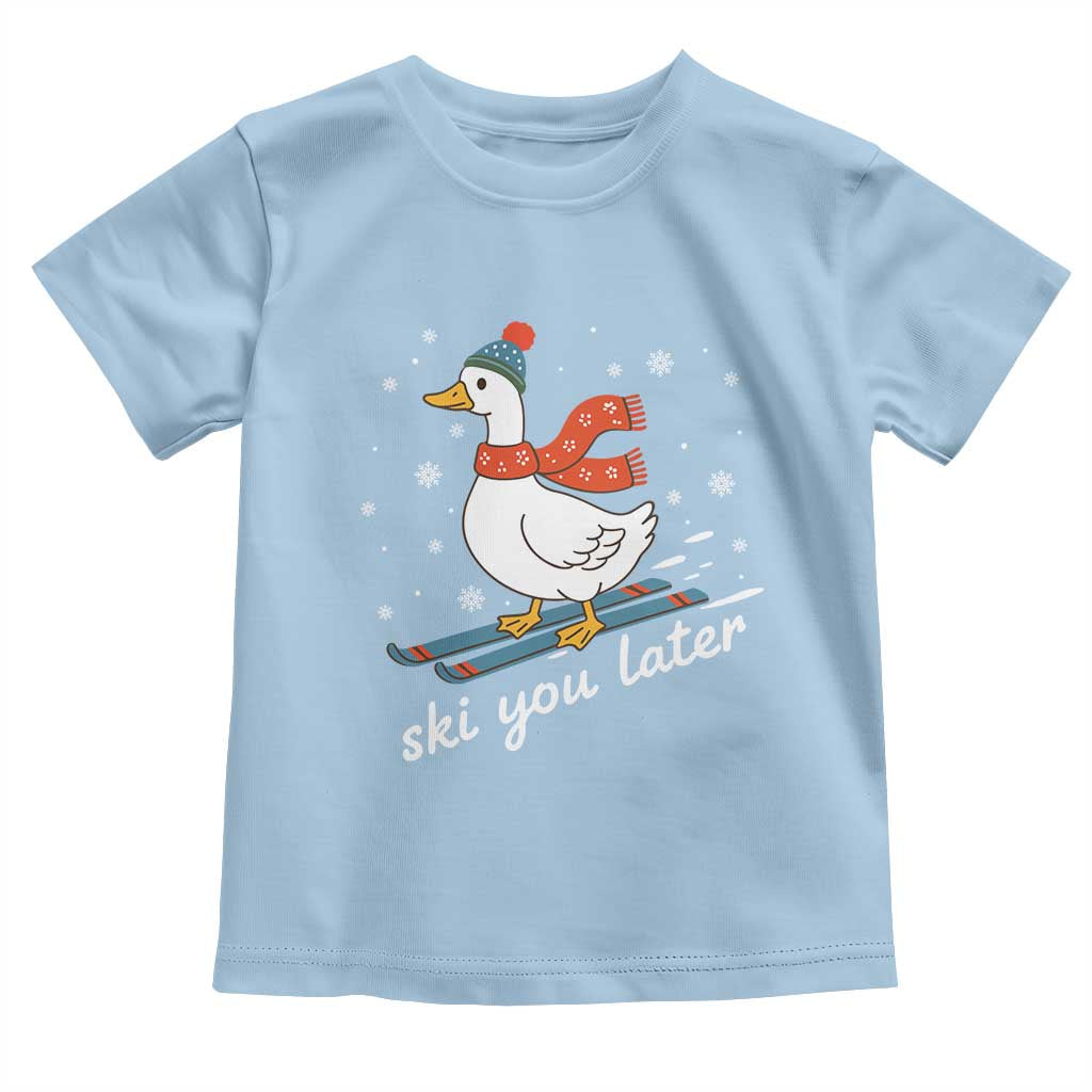 Funny Skiing Goose Toddler T Shirt Ski You Later Winter Vacation Sport - Wonder Print Shop