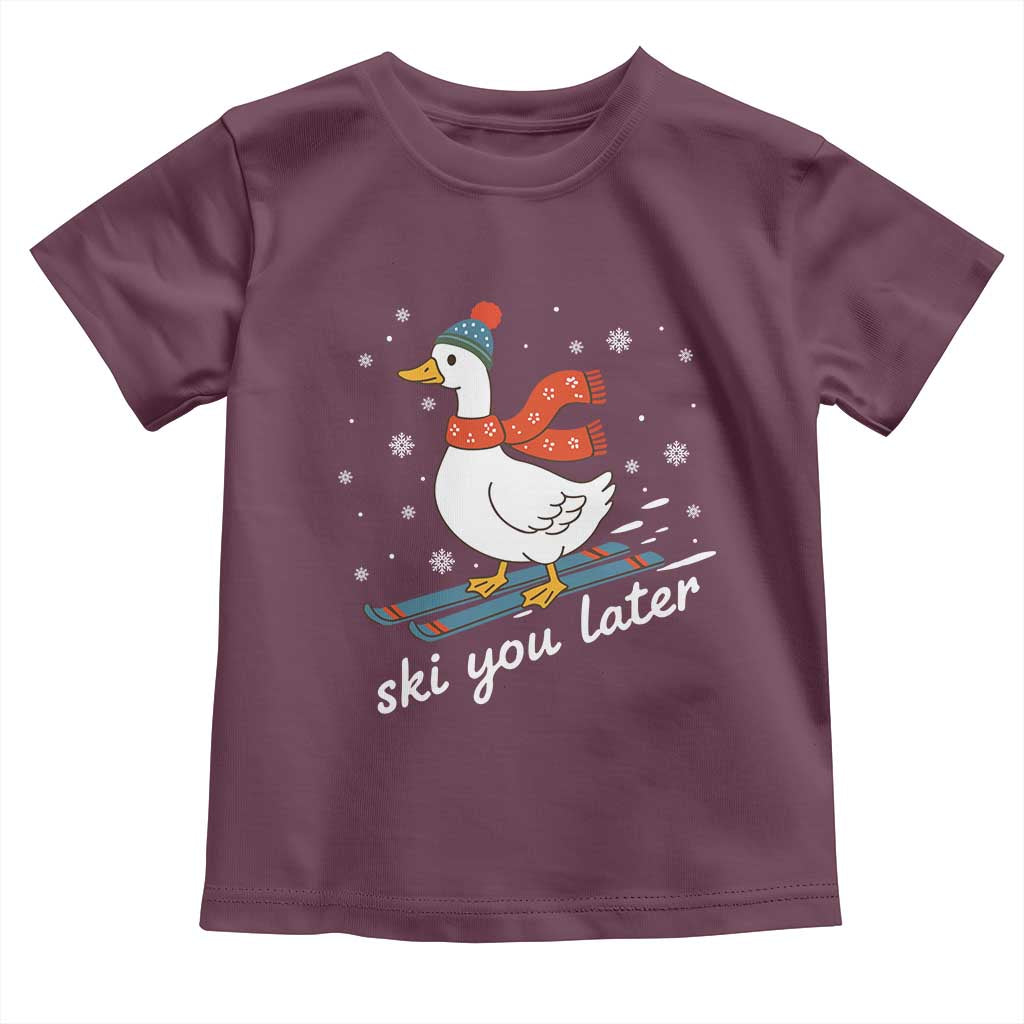 Funny Skiing Goose Toddler T Shirt Ski You Later Winter Vacation Sport - Wonder Print Shop