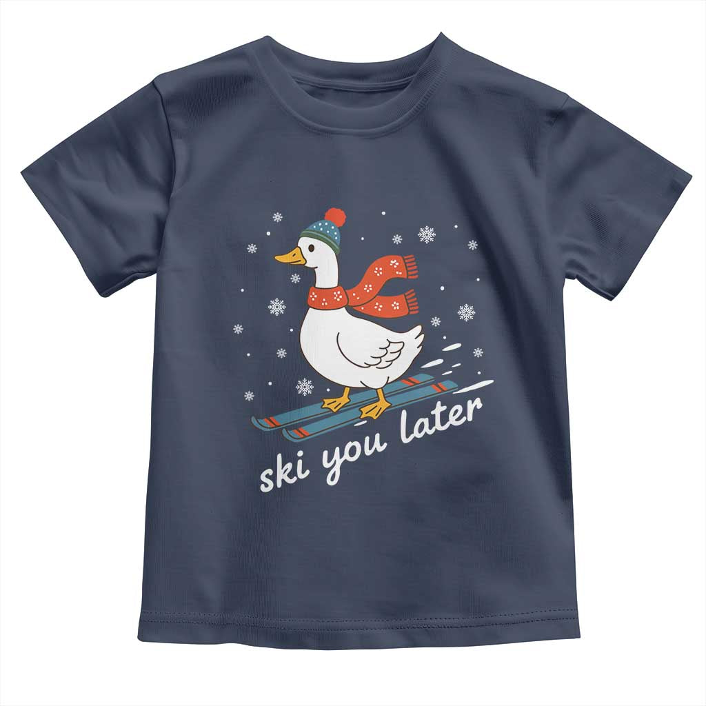 Funny Skiing Goose Toddler T Shirt Ski You Later Winter Vacation Sport - Wonder Print Shop