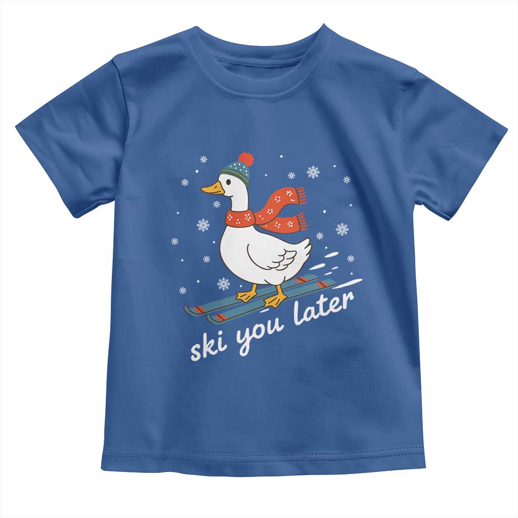 Funny Skiing Goose Toddler T Shirt Ski You Later Winter Vacation Sport - Wonder Print Shop