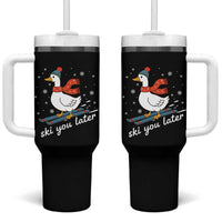 Funny Skiing Goose Tumbler With Handle Ski You Later Winter Vacation Sport - Wonder Print Shop