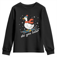 Funny Skiing Goose Youth Sweatshirt Ski You Later Winter Vacation Sport - Wonder Print Shop