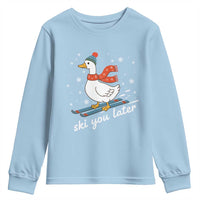 Funny Skiing Goose Youth Sweatshirt Ski You Later Winter Vacation Sport - Wonder Print Shop