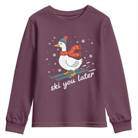 Funny Skiing Goose Youth Sweatshirt Ski You Later Winter Vacation Sport - Wonder Print Shop
