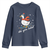 Funny Skiing Goose Youth Sweatshirt Ski You Later Winter Vacation Sport - Wonder Print Shop