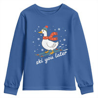 Funny Skiing Goose Youth Sweatshirt Ski You Later Winter Vacation Sport - Wonder Print Shop
