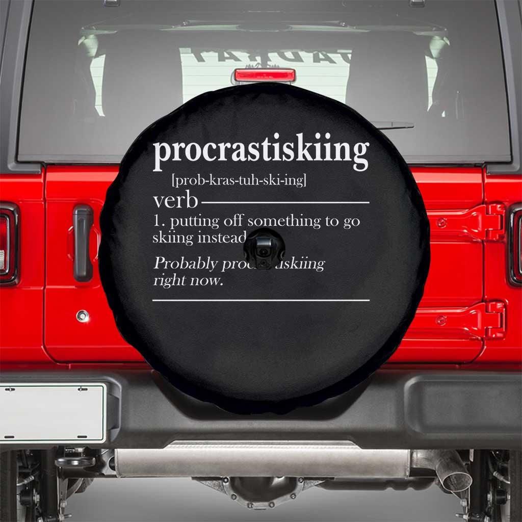 Funny Procrastiskiing Definition Skiing Snow Ski Sports Lover Spare Tire Cover - Wonder Print Shop