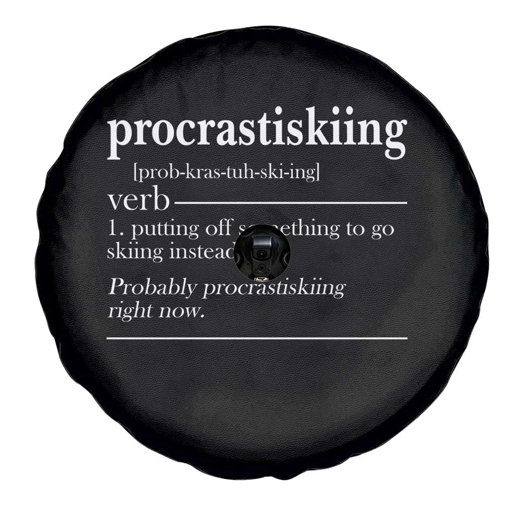 Funny Procrastiskiing Definition Skiing Snow Ski Sports Lover Spare Tire Cover - Wonder Print Shop