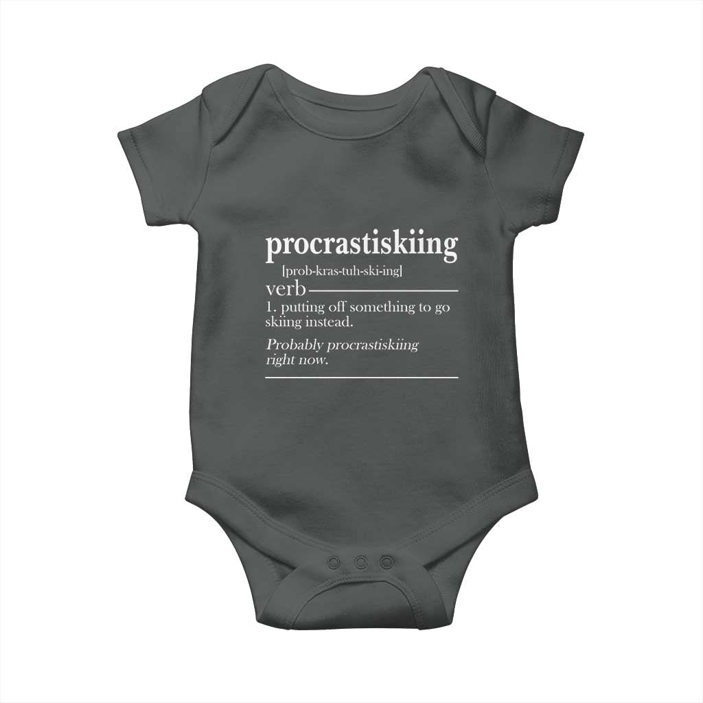 Funny Procrastiskiing Definition Skiing Snow Ski Sports Lover Baby Onesie - Wonder Print Shop