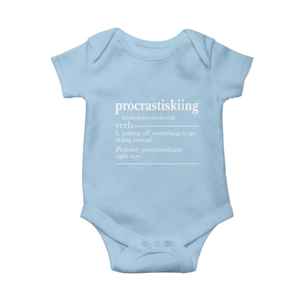Funny Procrastiskiing Definition Skiing Snow Ski Sports Lover Baby Onesie - Wonder Print Shop