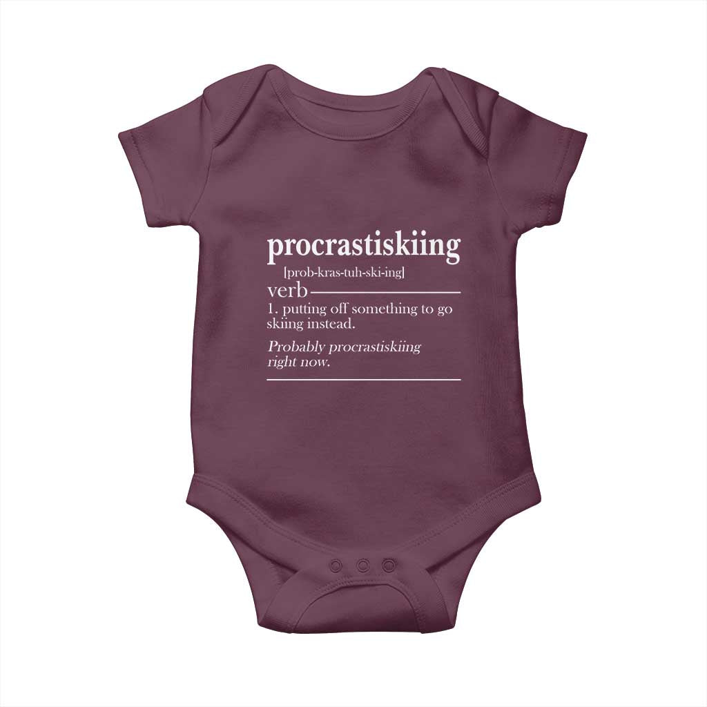 Funny Procrastiskiing Definition Skiing Snow Ski Sports Lover Baby Onesie - Wonder Print Shop