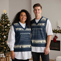 Funny Procrastiskiing Definition Skiing Snow Ski Sports Lover V-Neck Knit Sweater Vest - Wonder Print Shop