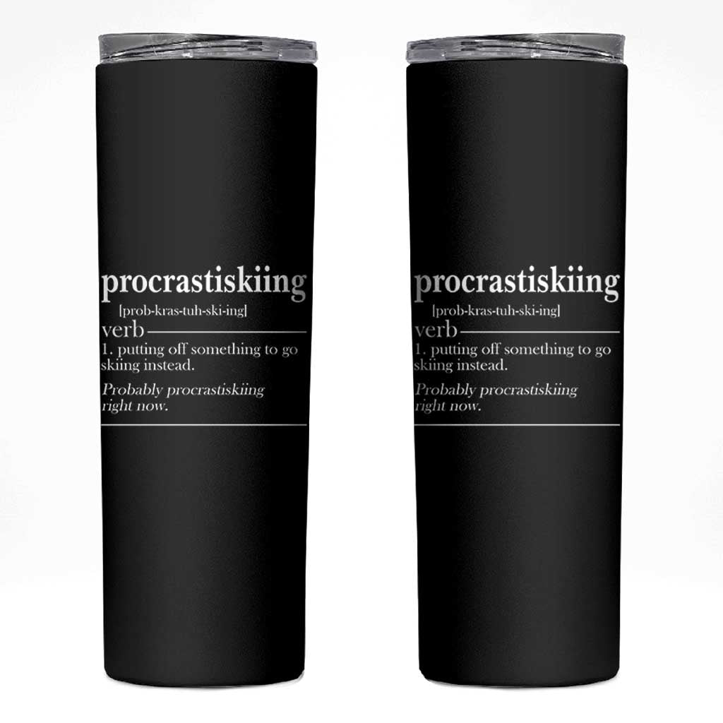 Funny Procrastiskiing Definition Skiing Snow Ski Sports Lover Skinny Tumbler - Wonder Print Shop