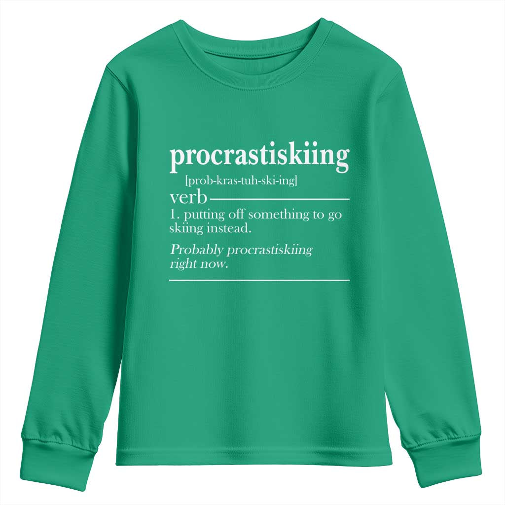 Funny Procrastiskiing Definition Skiing Snow Ski Sports Lover Youth Sweatshirt - Wonder Print Shop