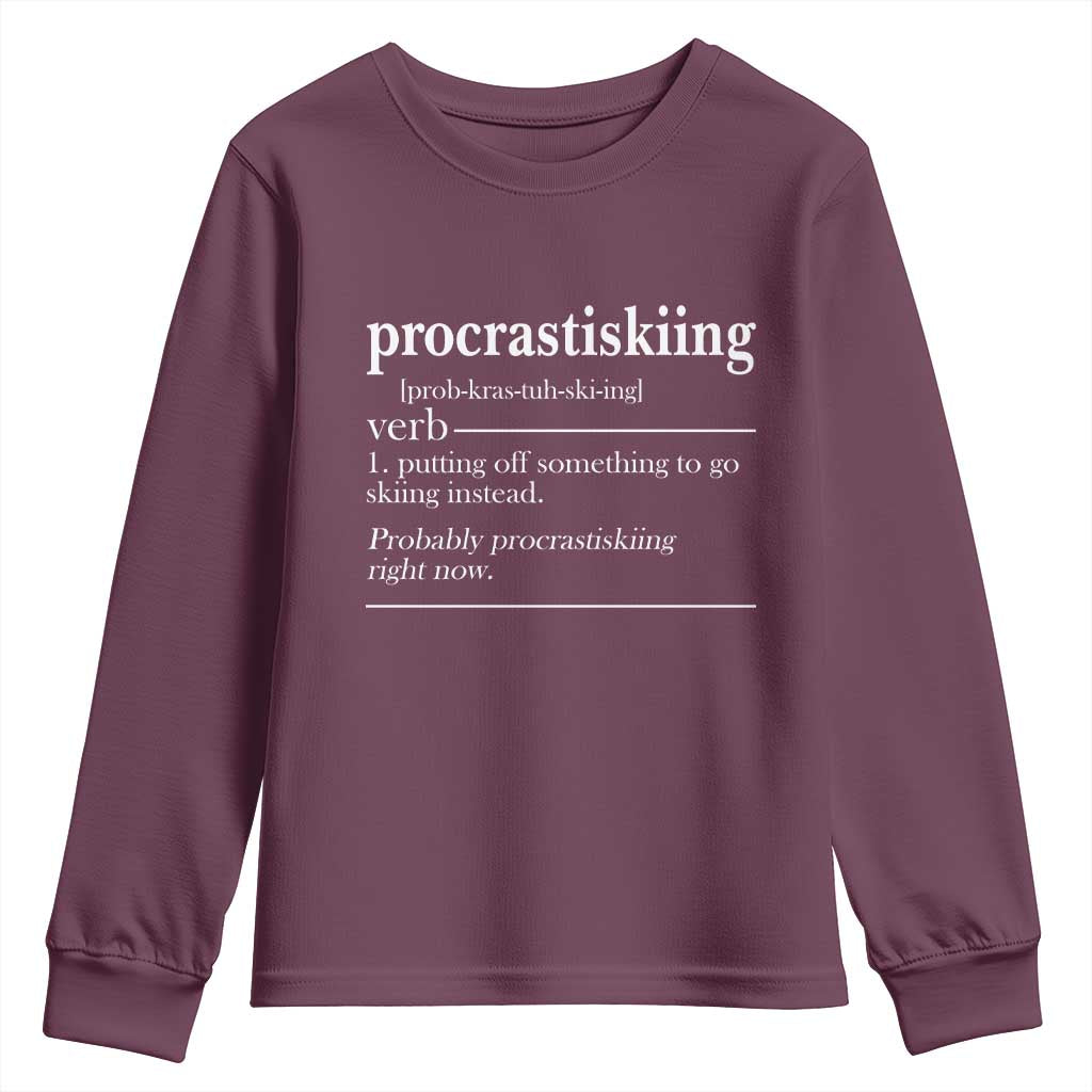 Funny Procrastiskiing Definition Skiing Snow Ski Sports Lover Youth Sweatshirt - Wonder Print Shop
