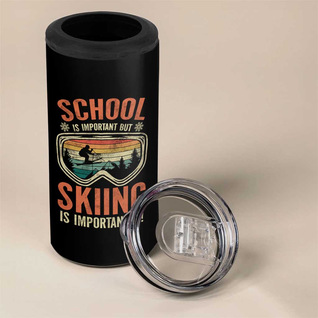 Funny School Is Important But Skiing Is Importanter 4 in 1 Can Cooler Tumbler - Wonder Print Shop