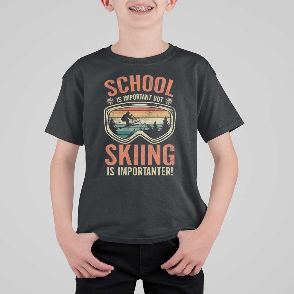 Funny School Is Important But Skiing Is Importanter T Shirt For Kid - Wonder Print Shop