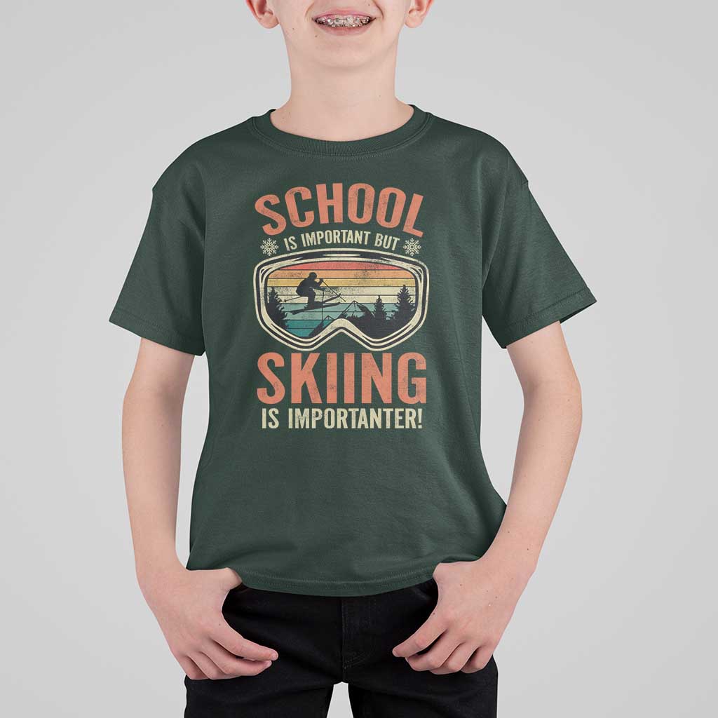 Funny School Is Important But Skiing Is Importanter T Shirt For Kid - Wonder Print Shop
