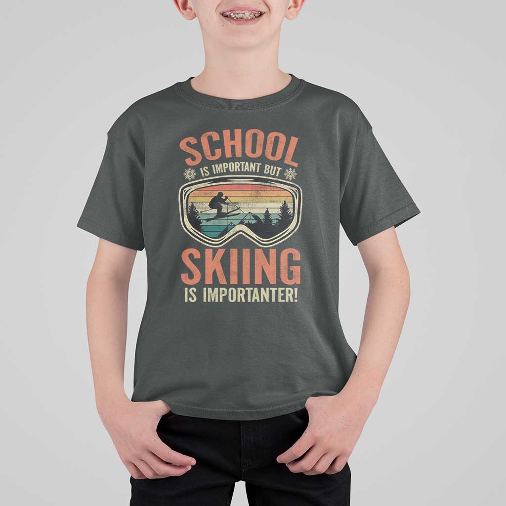 Funny School Is Important But Skiing Is Importanter T Shirt For Kid - Wonder Print Shop