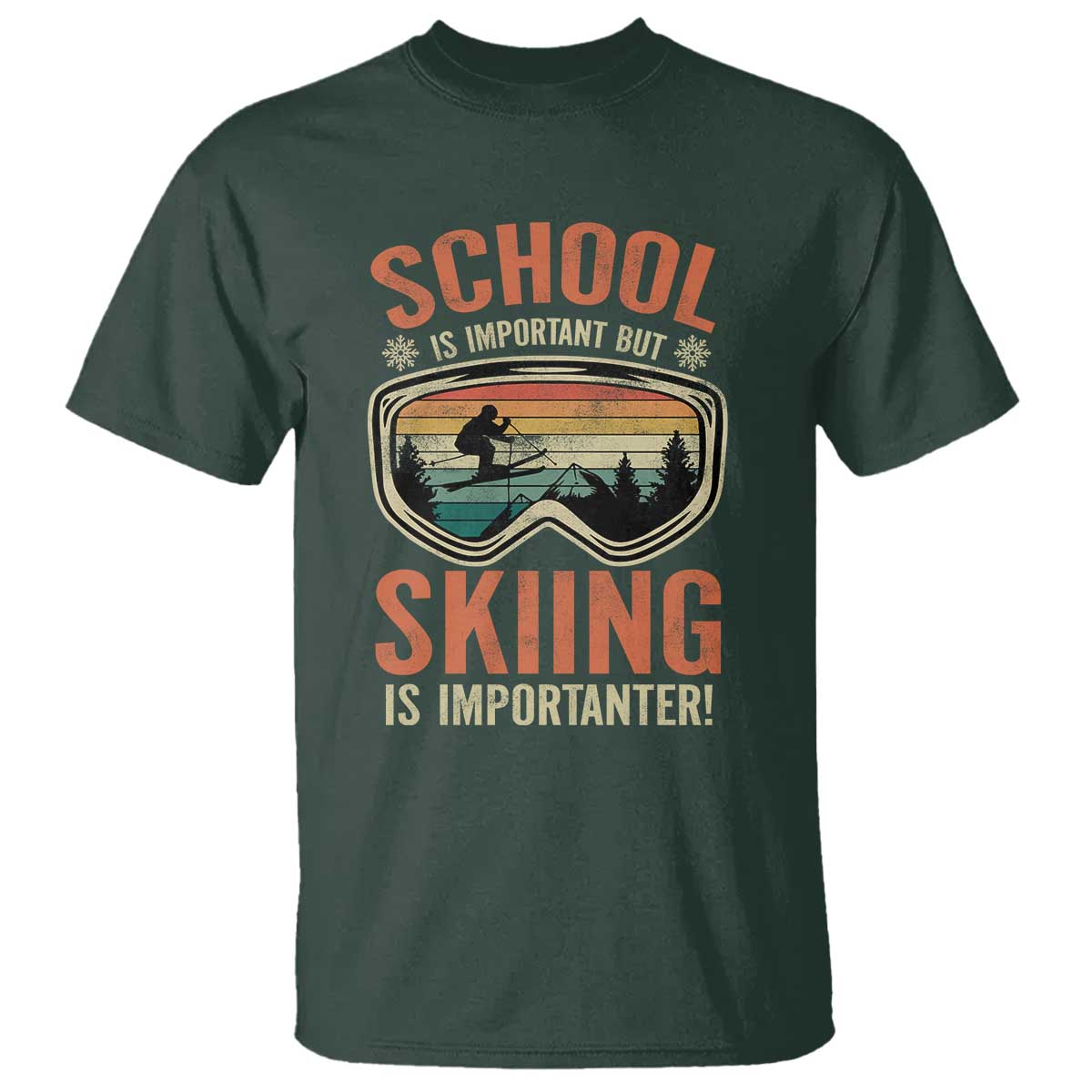 Funny School Is Important But Skiing Is Importanter T Shirt - Wonder Print Shop