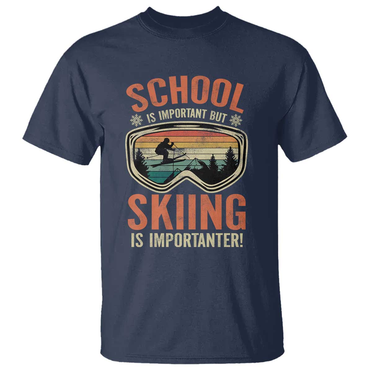 Funny School Is Important But Skiing Is Importanter T Shirt - Wonder Print Shop