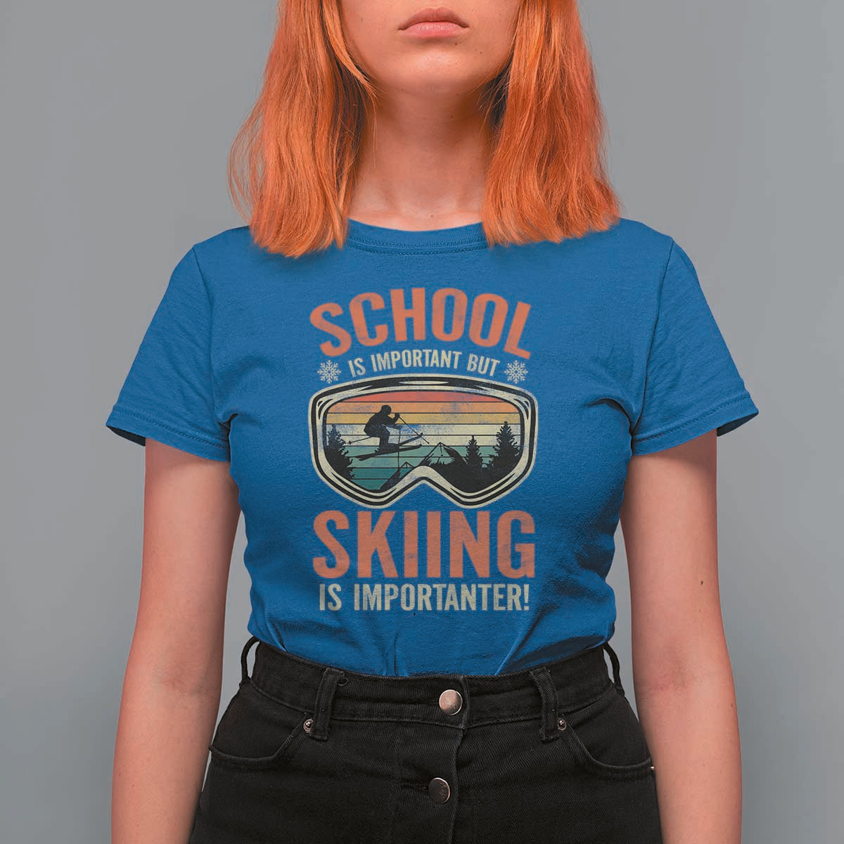 Funny School Is Important But Skiing Is Importanter T Shirt For Women - Wonder Print Shop