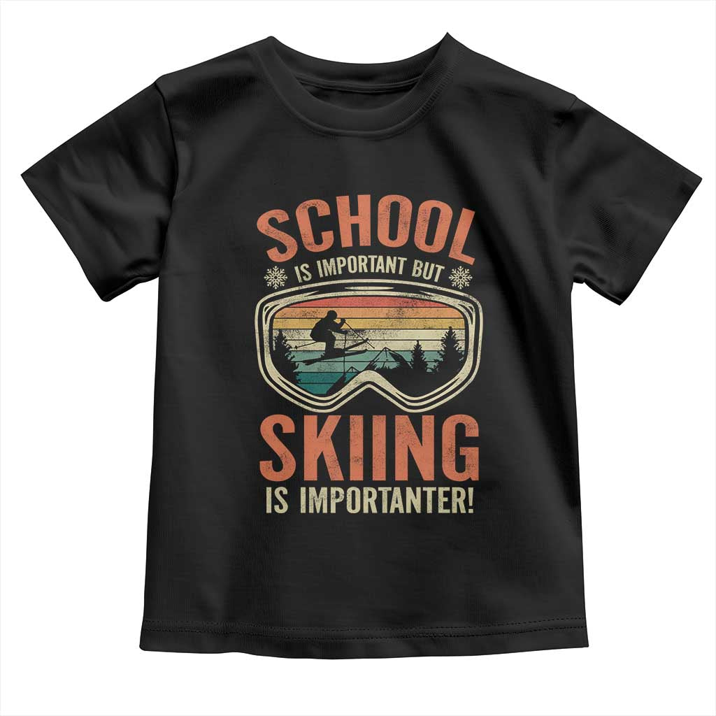 Funny School Is Important But Skiing Is Importanter Toddler T Shirt - Wonder Print Shop