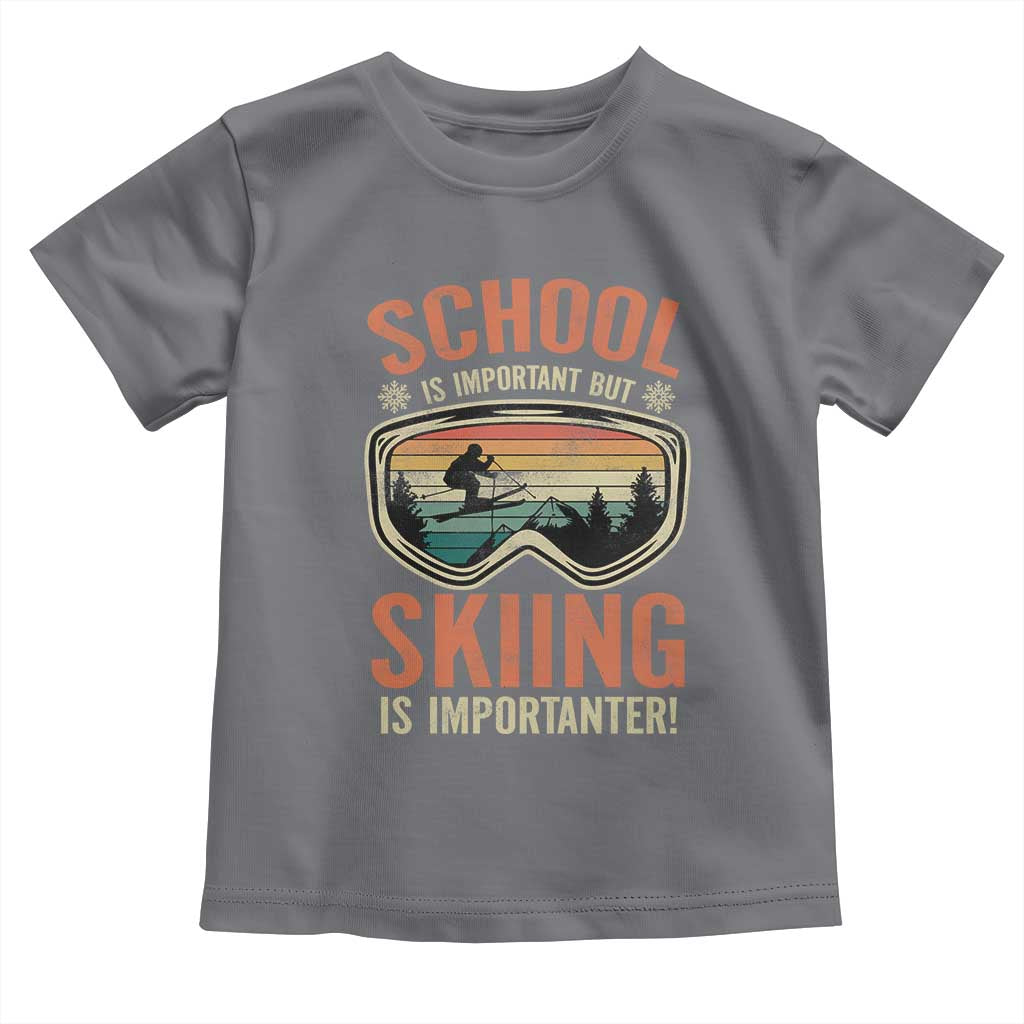 Funny School Is Important But Skiing Is Importanter Toddler T Shirt - Wonder Print Shop