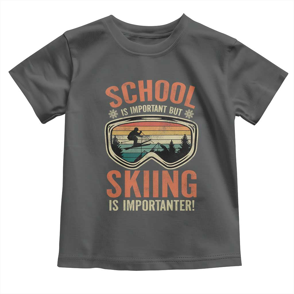 Funny School Is Important But Skiing Is Importanter Toddler T Shirt - Wonder Print Shop