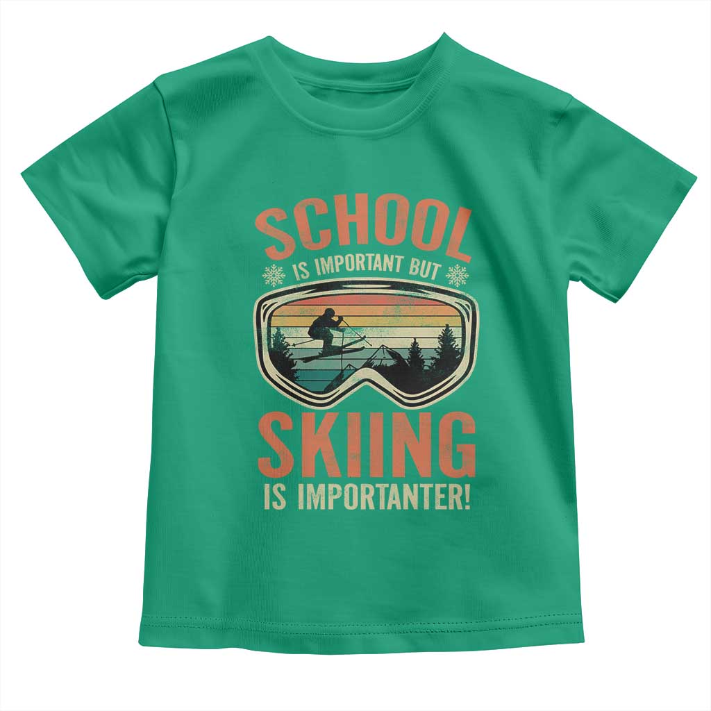 Funny School Is Important But Skiing Is Importanter Toddler T Shirt - Wonder Print Shop