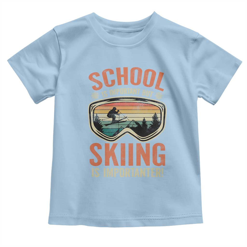 Funny School Is Important But Skiing Is Importanter Toddler T Shirt - Wonder Print Shop