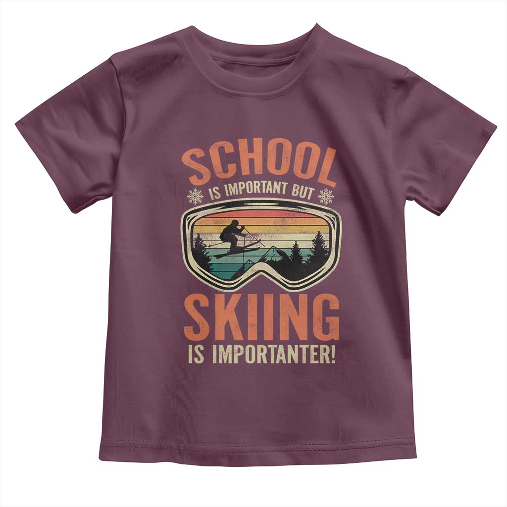 Funny School Is Important But Skiing Is Importanter Toddler T Shirt - Wonder Print Shop