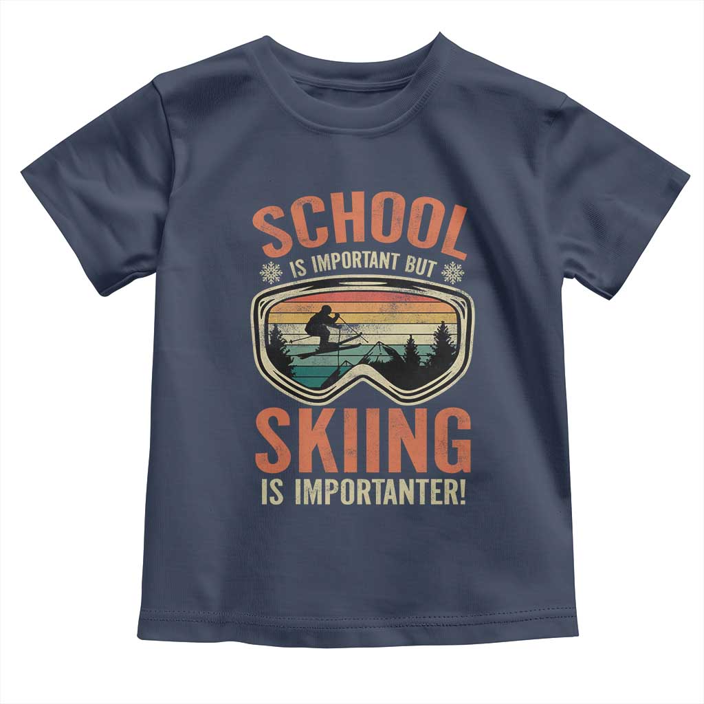 Funny School Is Important But Skiing Is Importanter Toddler T Shirt - Wonder Print Shop