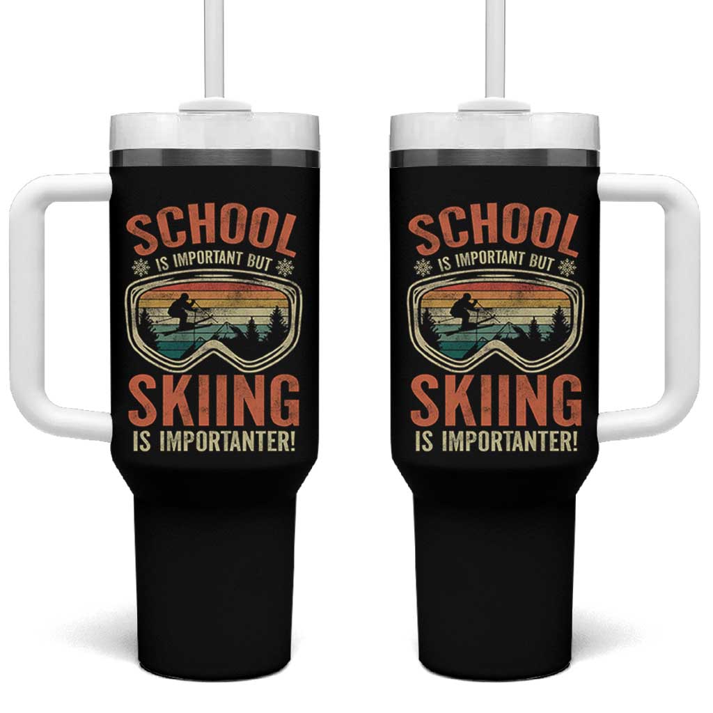 Funny School Is Important But Skiing Is Importanter Tumbler With Handle - Wonder Print Shop