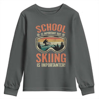 Funny School Is Important But Skiing Is Importanter Youth Sweatshirt - Wonder Print Shop