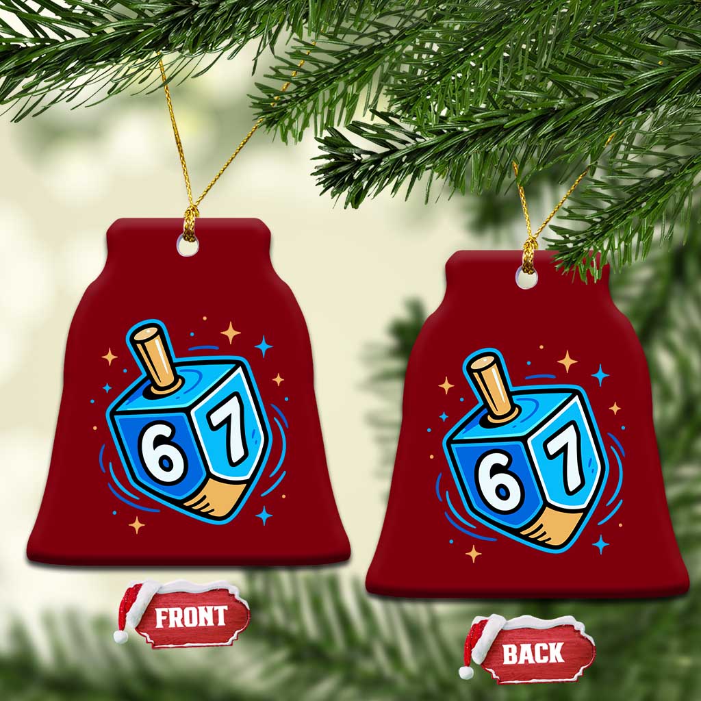 Funny 67 Hanukkah Dreidel Ceramic Ornament Chanukah Star Of David - Wonder Print Shop