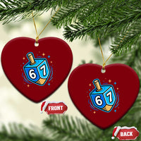 Funny 67 Hanukkah Dreidel Ceramic Ornament Chanukah Star Of David - Wonder Print Shop