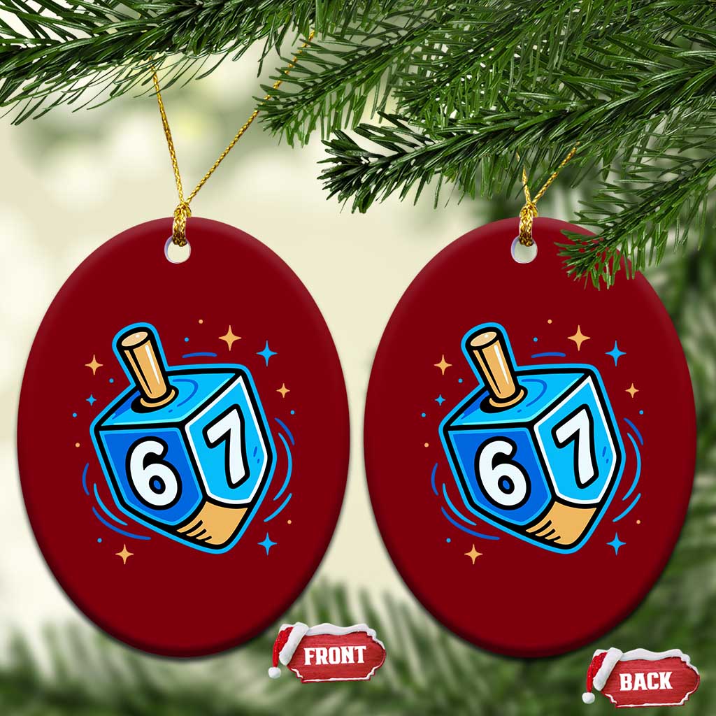 Funny 67 Hanukkah Dreidel Ceramic Ornament Chanukah Star Of David - Wonder Print Shop