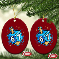 Funny 67 Hanukkah Dreidel Ceramic Ornament Chanukah Star Of David - Wonder Print Shop