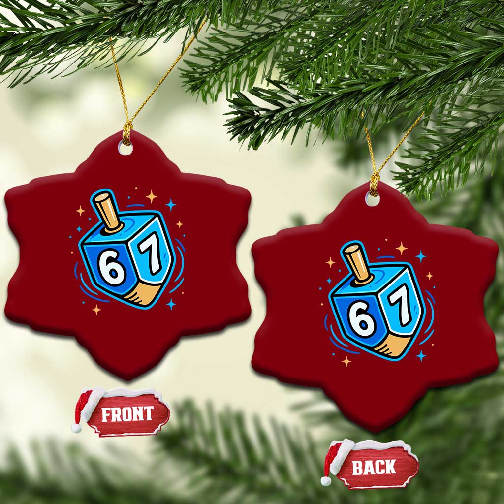 Funny 67 Hanukkah Dreidel Ceramic Ornament Chanukah Star Of David - Wonder Print Shop
