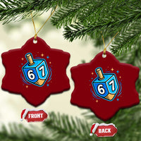 Funny 67 Hanukkah Dreidel Ceramic Ornament Chanukah Star Of David - Wonder Print Shop