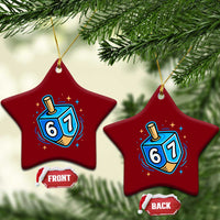 Funny 67 Hanukkah Dreidel Ceramic Ornament Chanukah Star Of David - Wonder Print Shop