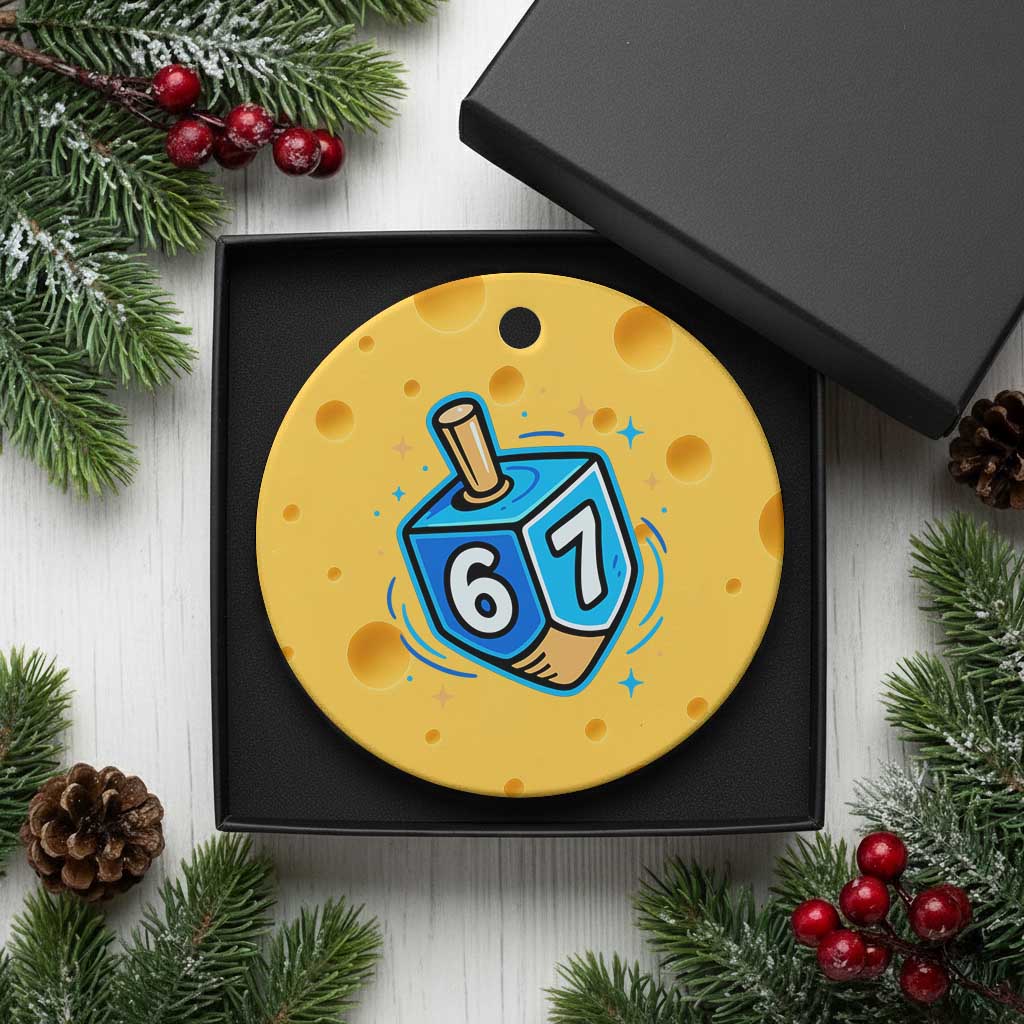Funny 67 Hanukkah Dreidel Ceramic Ornament Chanukah Star Of David - Wonder Print Shop