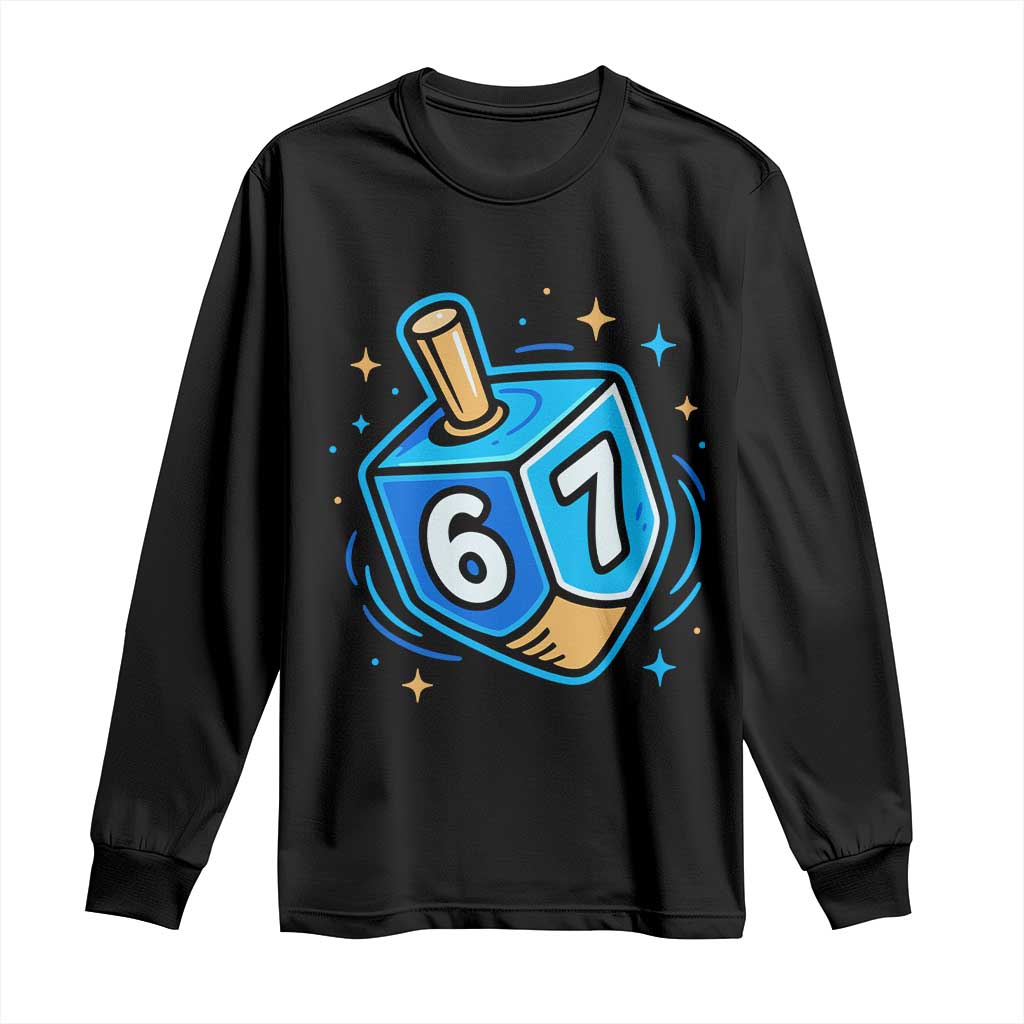 Funny 67 Hanukkah Dreidel Long Sleeve Shirt Chanukah Star Of David - Wonder Print Shop